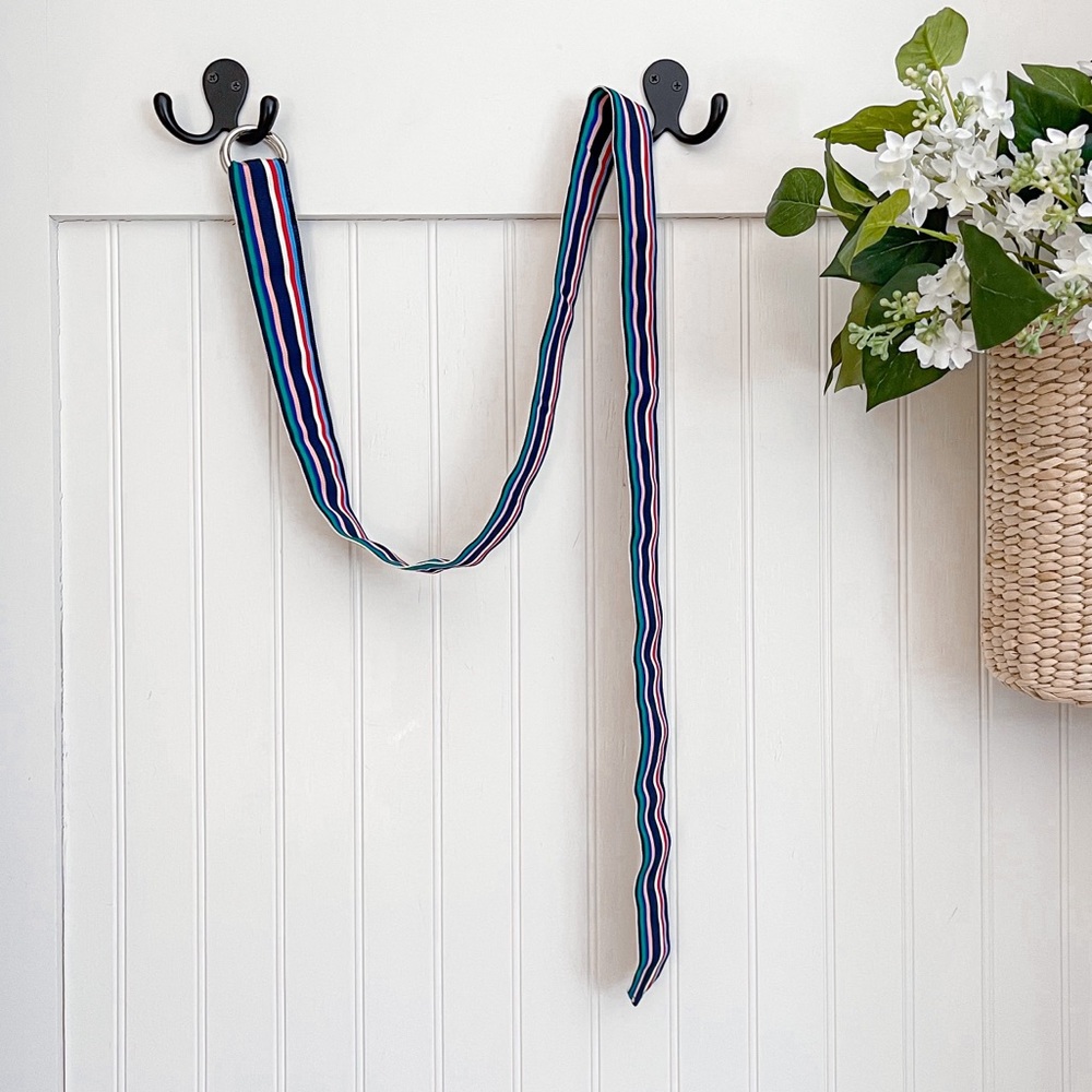 Stubbs & Wootton Purveyers Palm Beach Striped Belt Navy Red Green